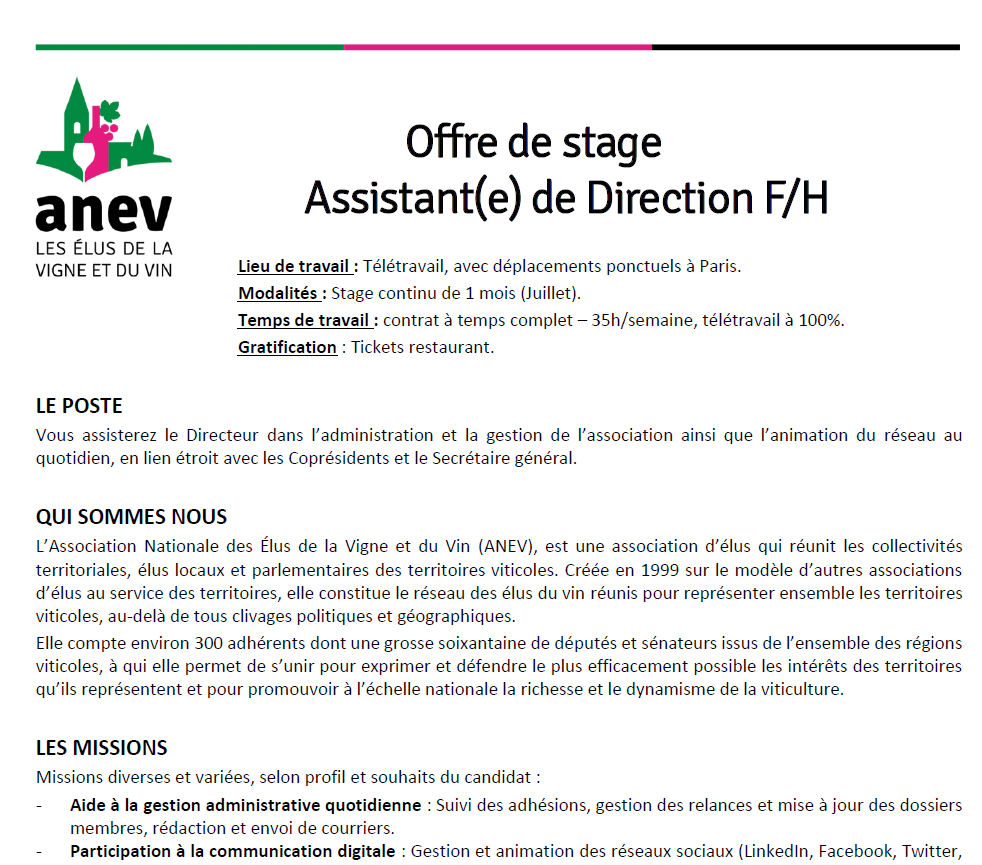 Offre stage ANEV